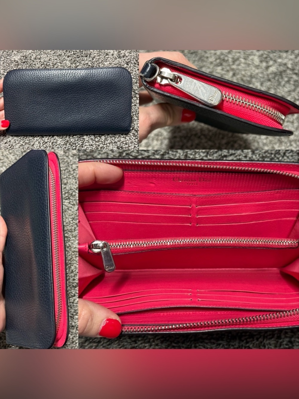 Christian Dior large blue/pink wallet